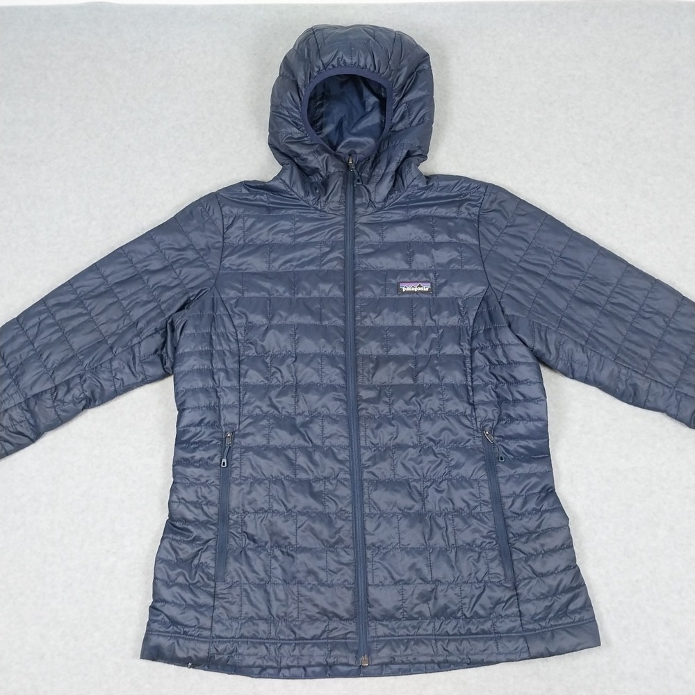 Patagonia Nano Puff Hoody Womens Large Classic Navy Jacket Primaloft Packable - Picture 2 of 16